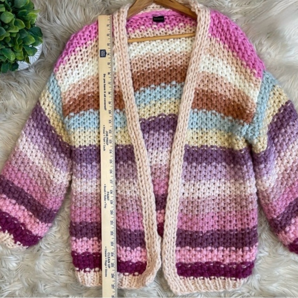 Saachi Mayflower Rainbow Chunky Knit Cardigan One Size - Picture 3 of 6